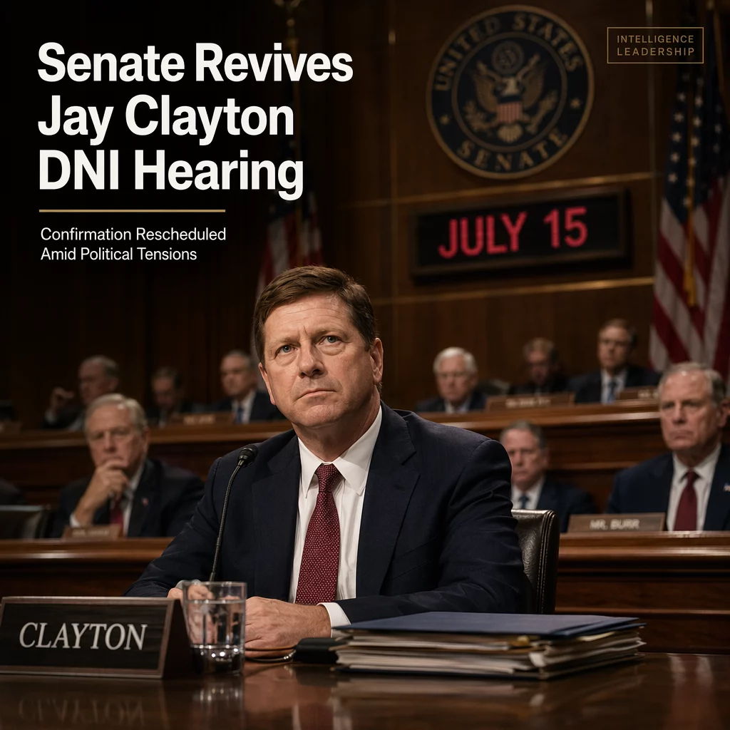 Confirmation hearing date set for Jay Clayton as Director of National Intelligence